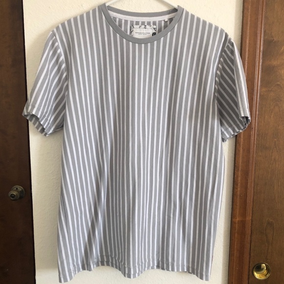 Denim and Flower by Ricky Singh Men’s Large Gray Stripped Short Sleeve Shirt‎ - Picture 3 of 13